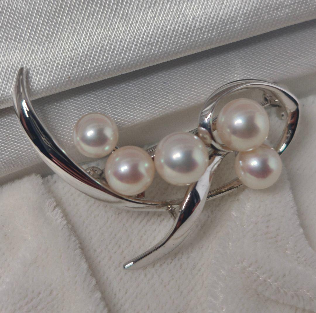 【ピーナッツバター】ミキモト ブローチ パール フォーマル 5珠