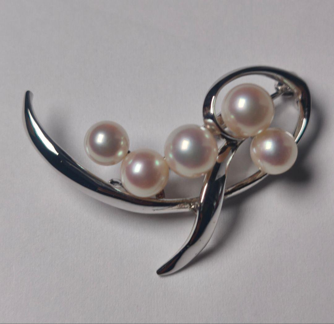 【ピーナッツバター】ミキモト ブローチ パール フォーマル 5珠