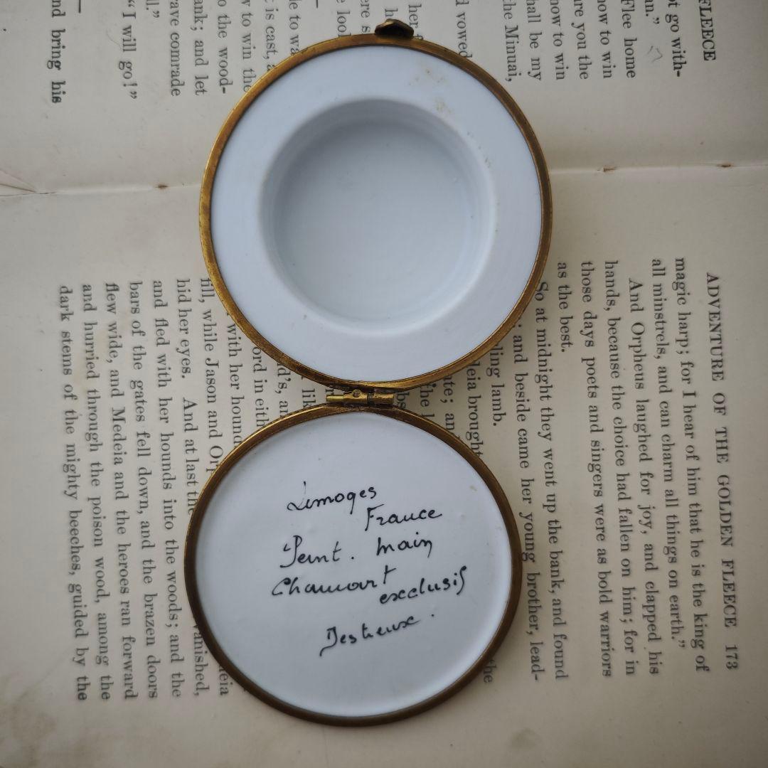 【難あり】リモージュボックス　カンカン帽　麦わら帽子　フランス製　ミニチュア