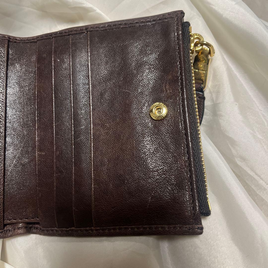 安心鑑定 美品miu miu ナッパレザー 財布 ブラウン