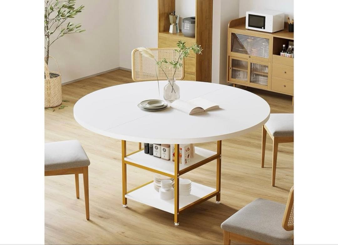 Tribesigns ダイニングテーブル 丸 単品 4~5人用 ホワイト
