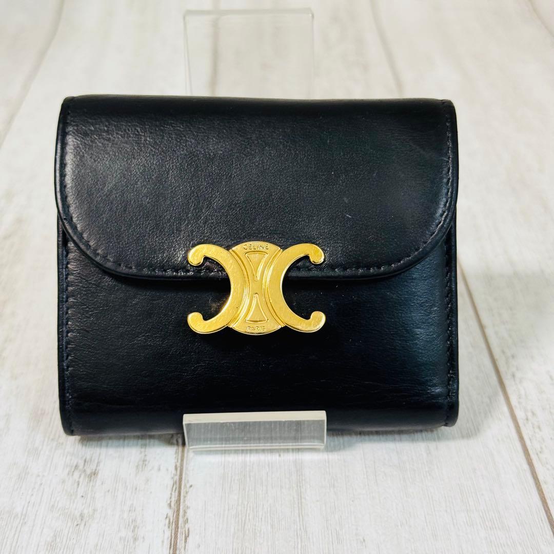 美品⭐CELINE セリーヌ 三つ折り財布 レザー ミニ コンパクト トリオンフ