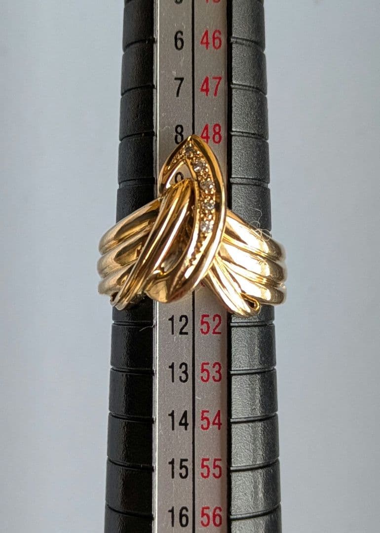 ￥1.000 Off K18ygメレダイヤ付デザインリング 10.5号 4.9g