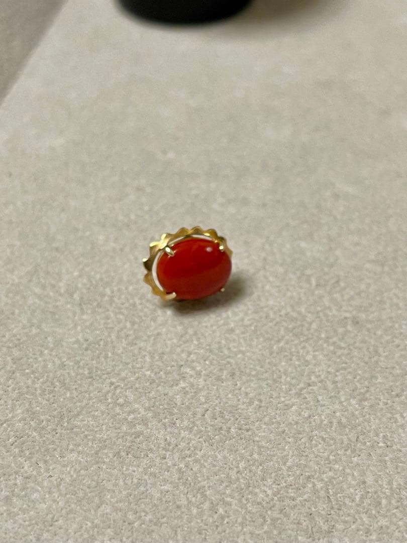 K14 ゴールド 地中海珊瑚 コーラル 14金 ピンブローチ CORAL