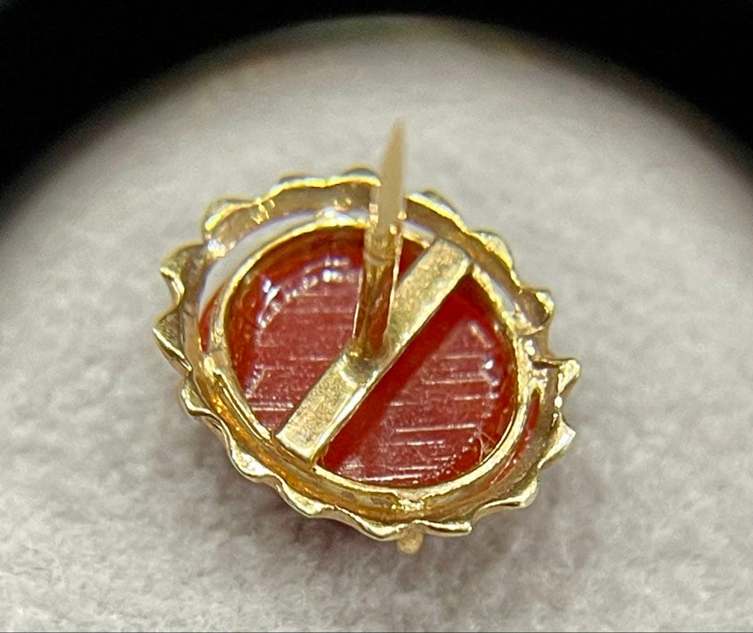 K14 ゴールド 地中海珊瑚 コーラル 14金 ピンブローチ CORAL