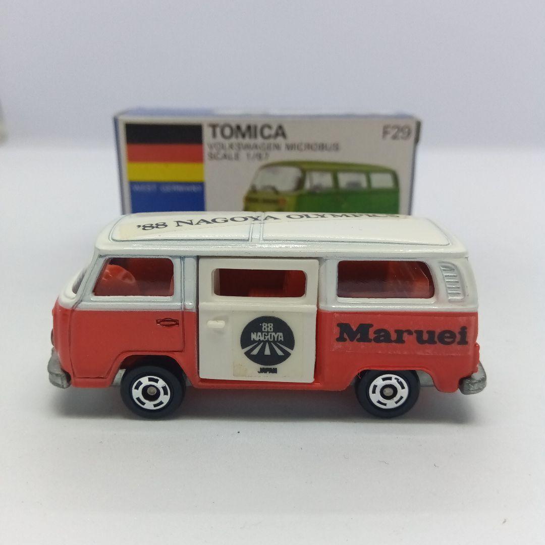 丸栄特注トミカ 名古屋オリンピック88 フォルクスワーゲンマイクロバス 赤☓白