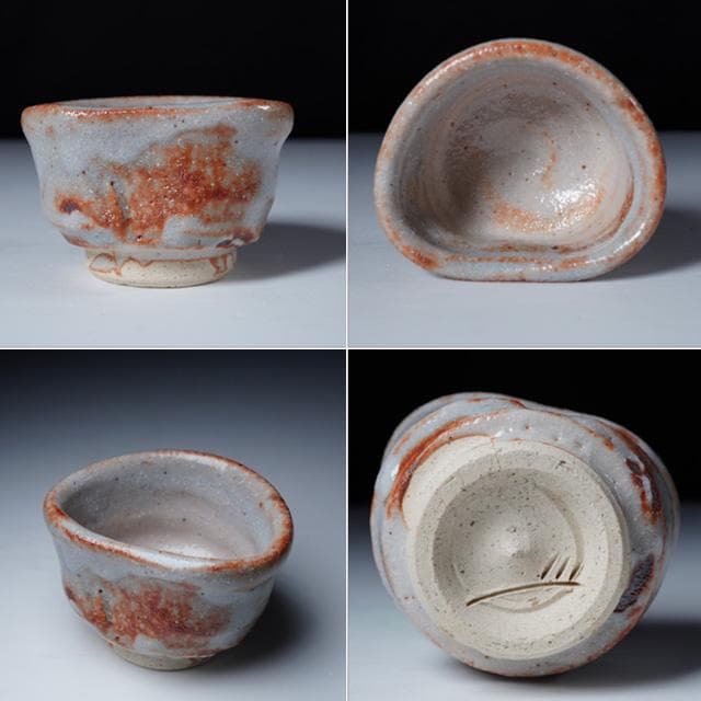 加藤芳右衛門・光右衛門・弥右衛門　三種ぐい吞み　黄瀬戸・青（織部）・鼠志野