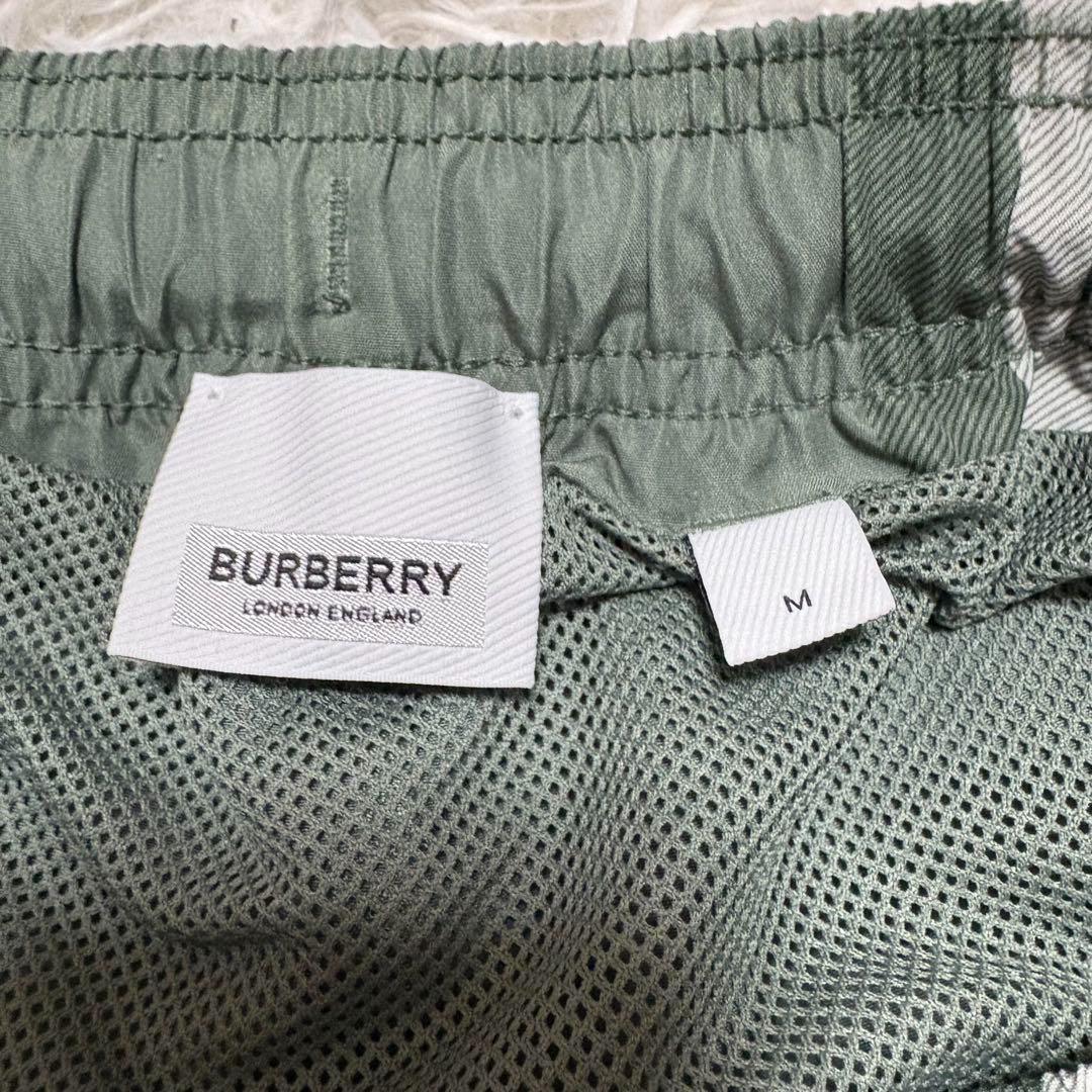 美品　BURBERRY メガチェック柄スイムショーツ 総柄水着　グリーン　M
