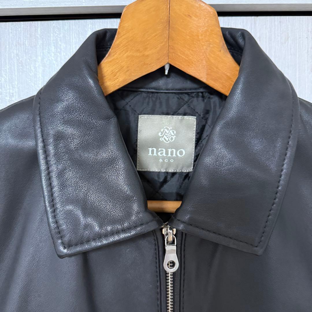美品 ナノユニバース 羊革ライダースジャケット シングル L キルティング 中綿