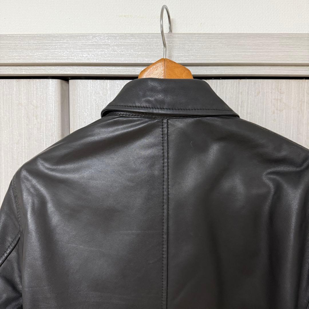 美品 ナノユニバース 羊革ライダースジャケット シングル L キルティング 中綿