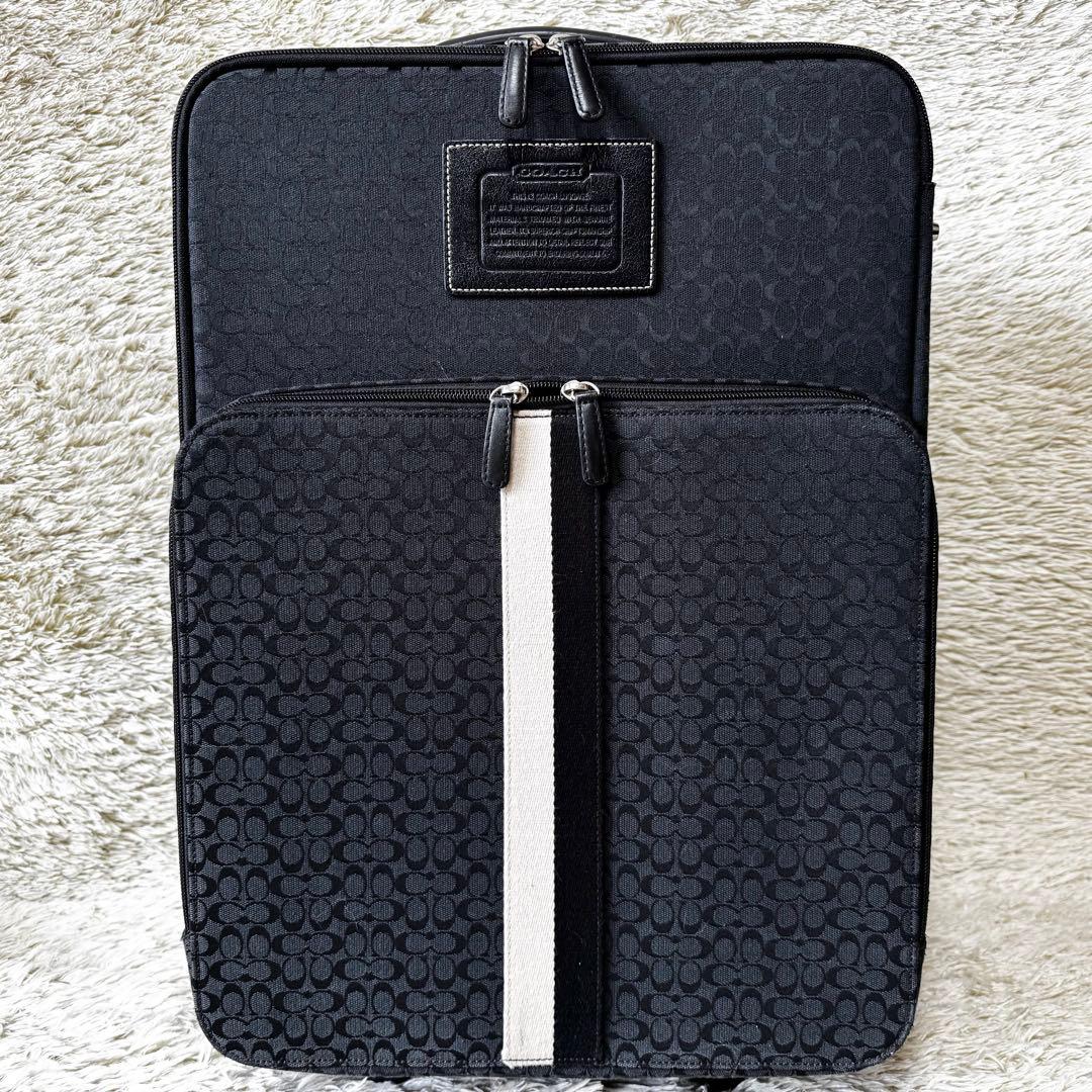 コーチ　キャリーケース　シグネチャー　ストライプ　ビジネス　トラベル　ブラック