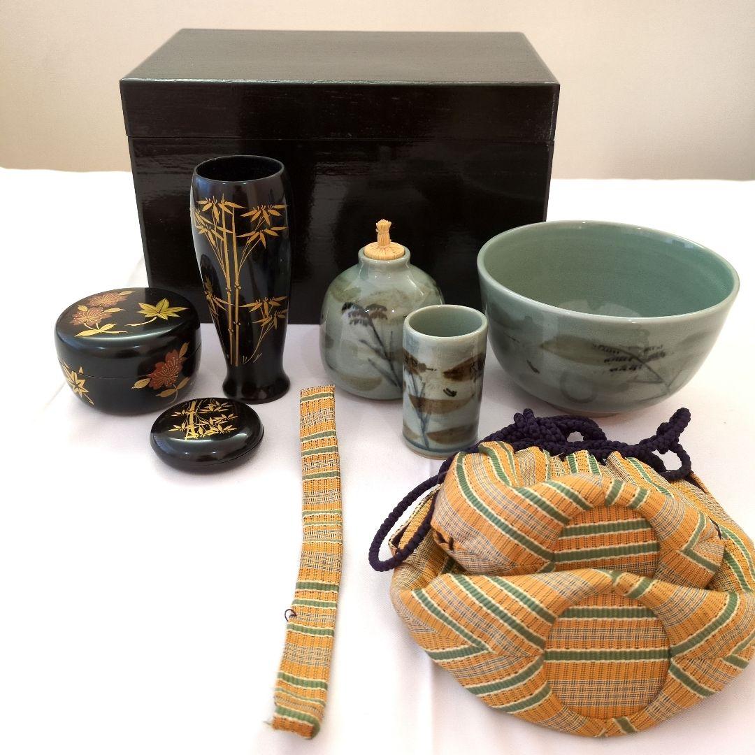 茶道具セット　茶箱　漆塗