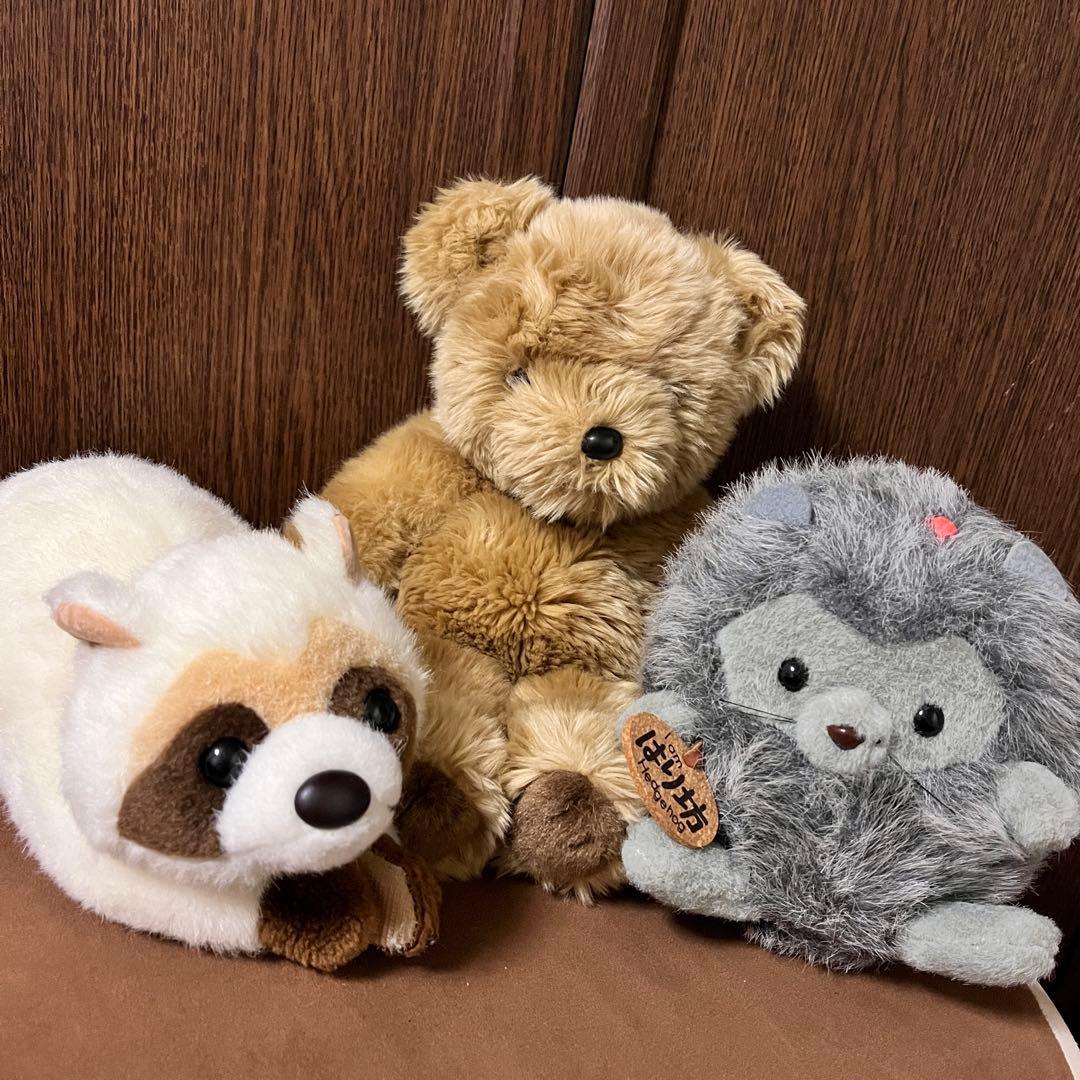 ファースト 年代物 ぬいぐるみ アライグマ べべ テディベア ハリネズミ はり坊