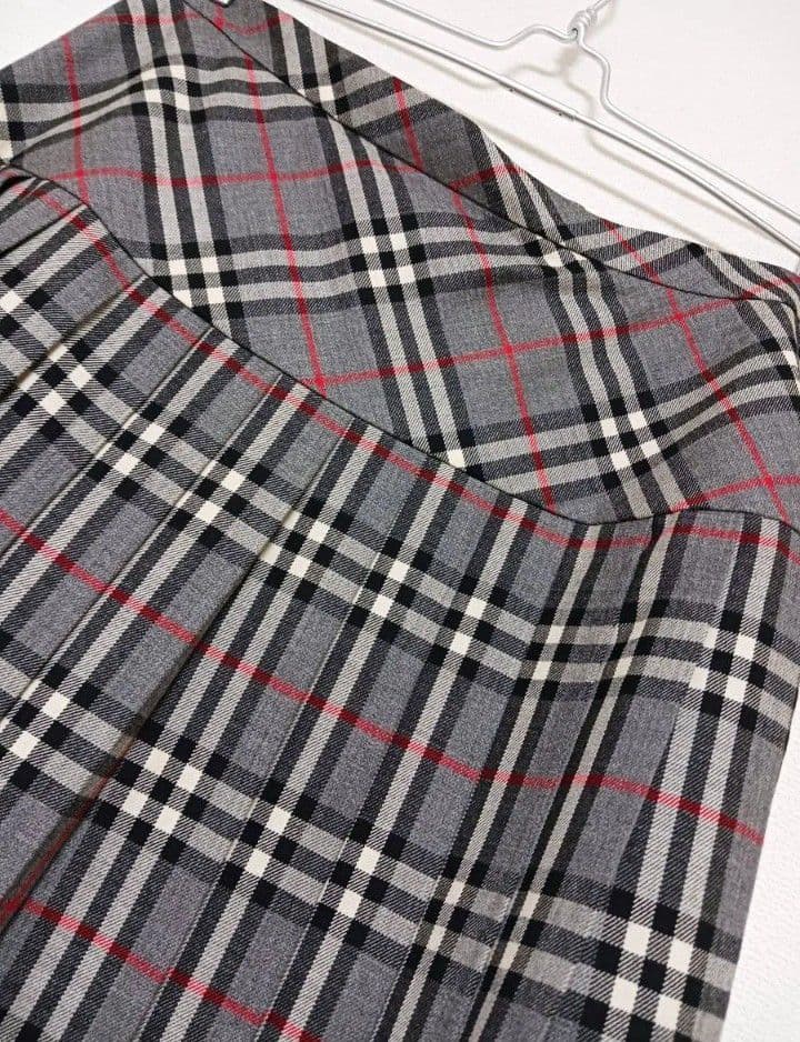 BURBERRYS バーバリーズ◆プリーツスカート◆13　XL◆グレー　チェック