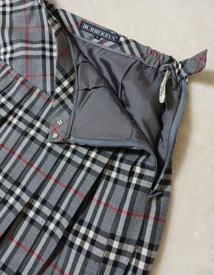 BURBERRYS バーバリーズ◆プリーツスカート◆13　XL◆グレー　チェック