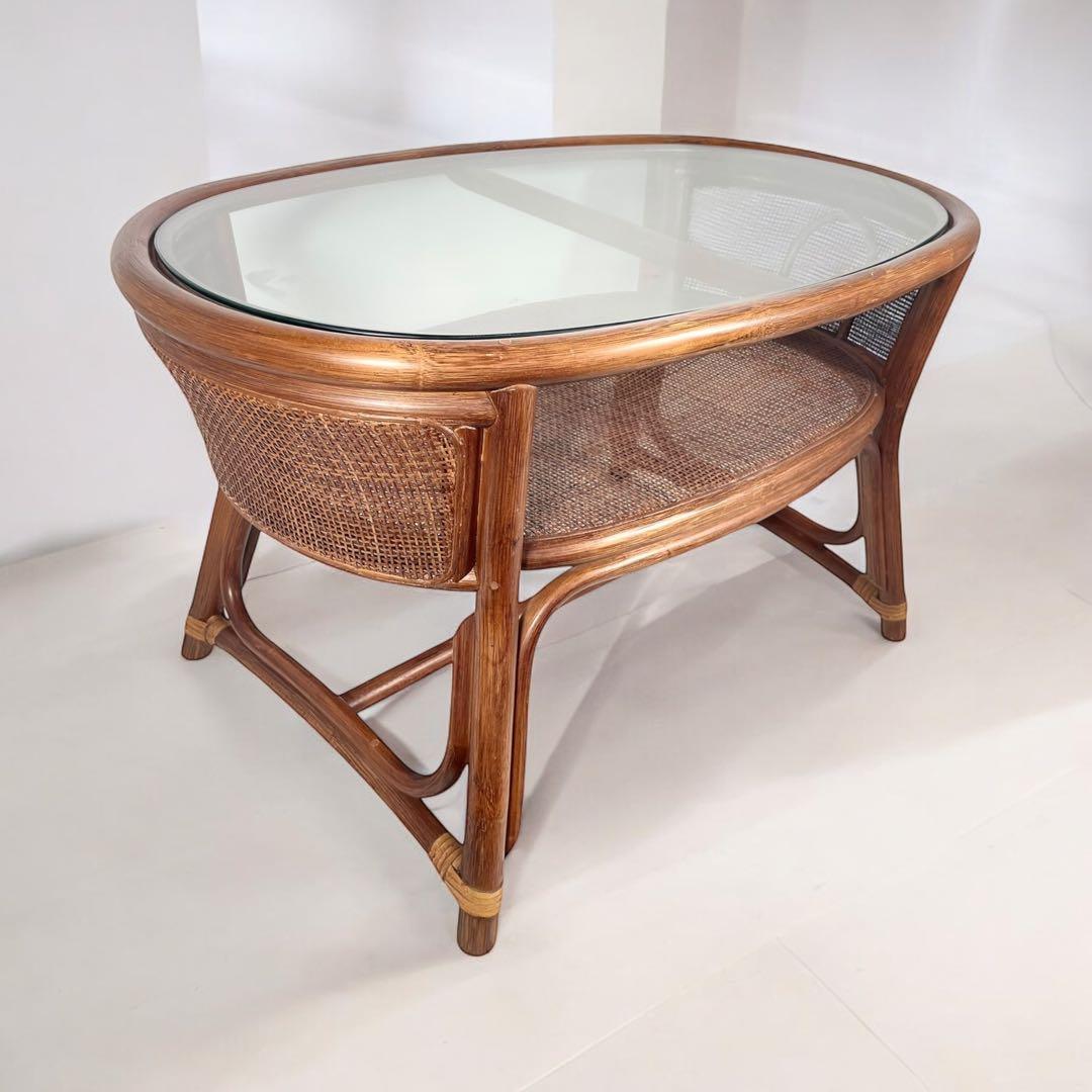 HR426 【レアデザイン】籐　ラタン　サイドテーブル　センターテーブル