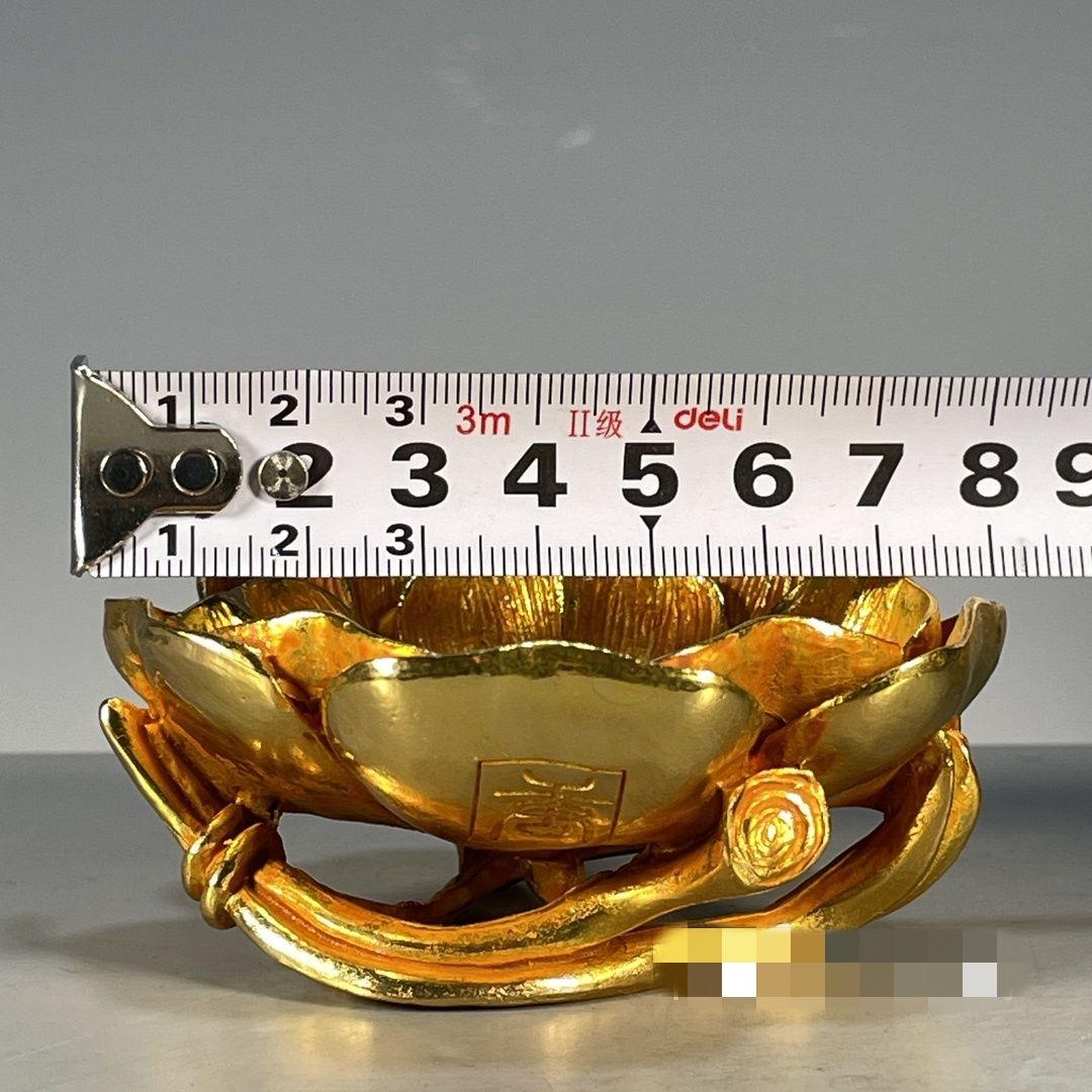 銅器 鎏金蓮華蓮葉筆洗 書道具 文房具 装飾品 工芸品 置物