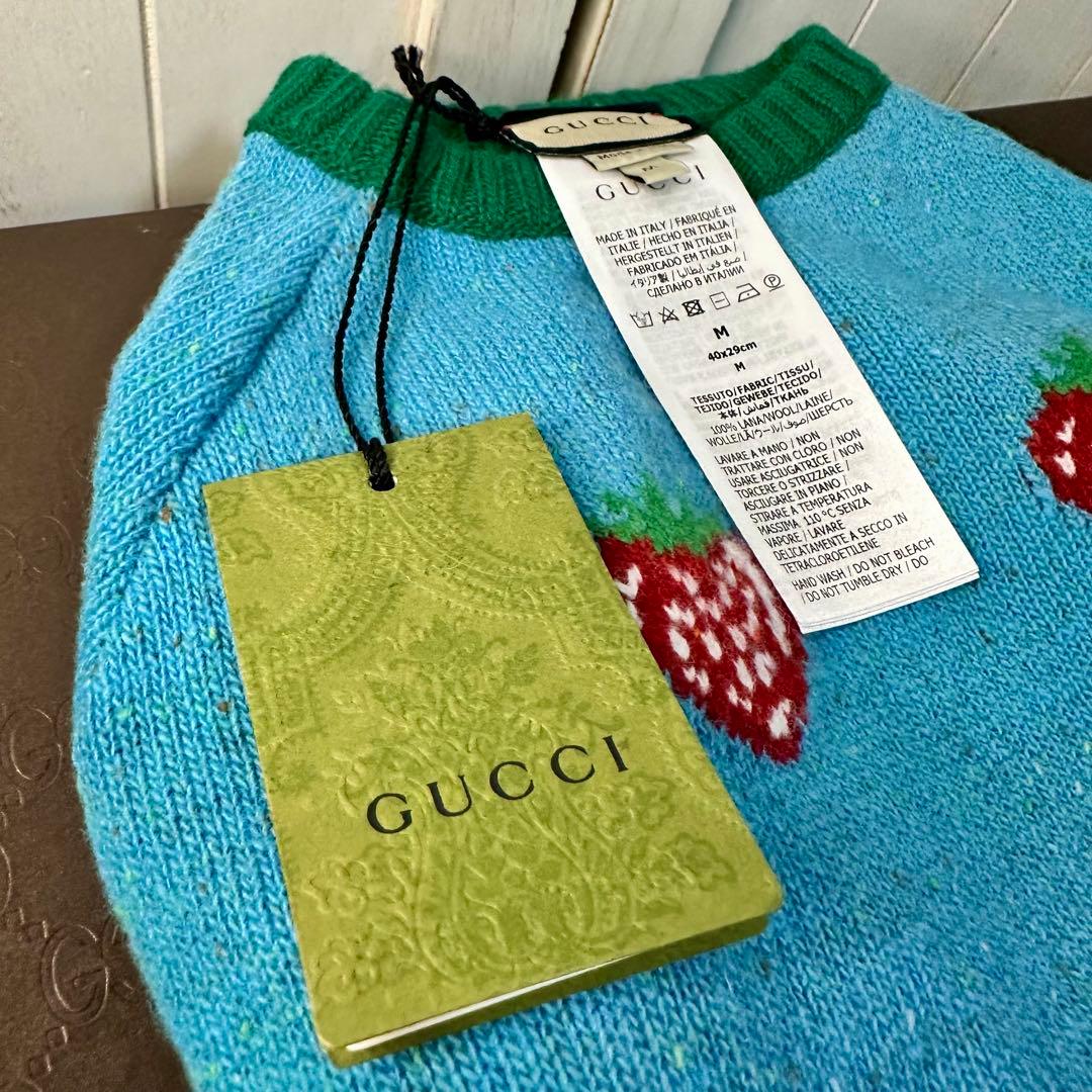 GUCCI グッチ 犬猫 ペット用服 ニット セーター イチゴ柄 Mサイズ