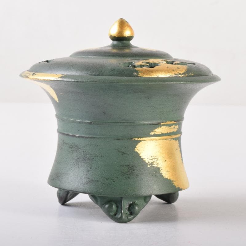 平安　秦蔵六造　塗金銅　塗金銅香炉　「瑞雲」　M　7105