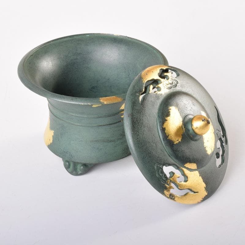 平安　秦蔵六造　塗金銅　塗金銅香炉　「瑞雲」　M　7105