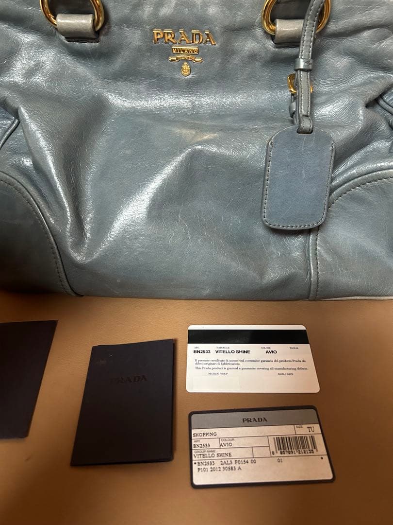 最終値下げ！！PRADA ブルーグレー レザーバッグ