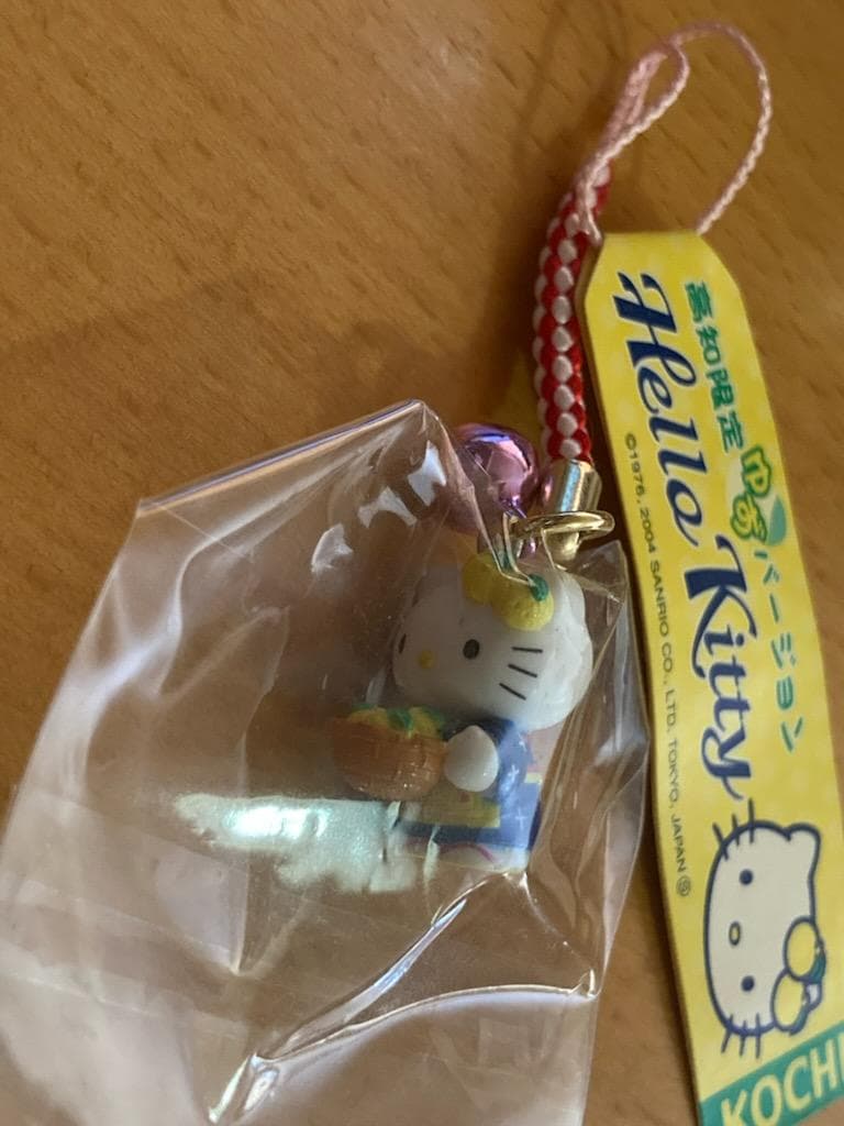 ハローキティ 根付（ピンク）　高知限定　ゆず　ストラップ　2004