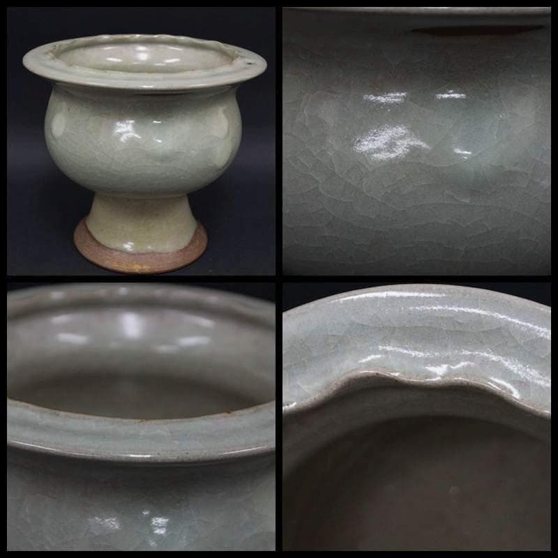 唐津焼 清唐造 青磁花器 花入 飾り壺 / 華道具 茶道具☆時代物☆