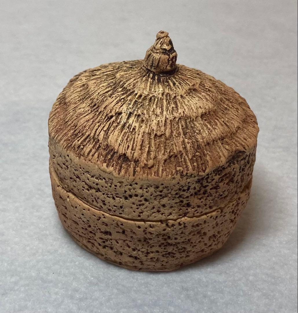 B264h 「わらぐろ香合」佐々木二六作　二六焼　共布共箱　茶道具　愛媛　天神蟹