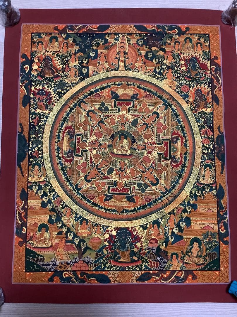 《 チベット密教　新品　1点物 》 手描き　曼荼羅　仏陀　釈迦　仏教　仏画　a5