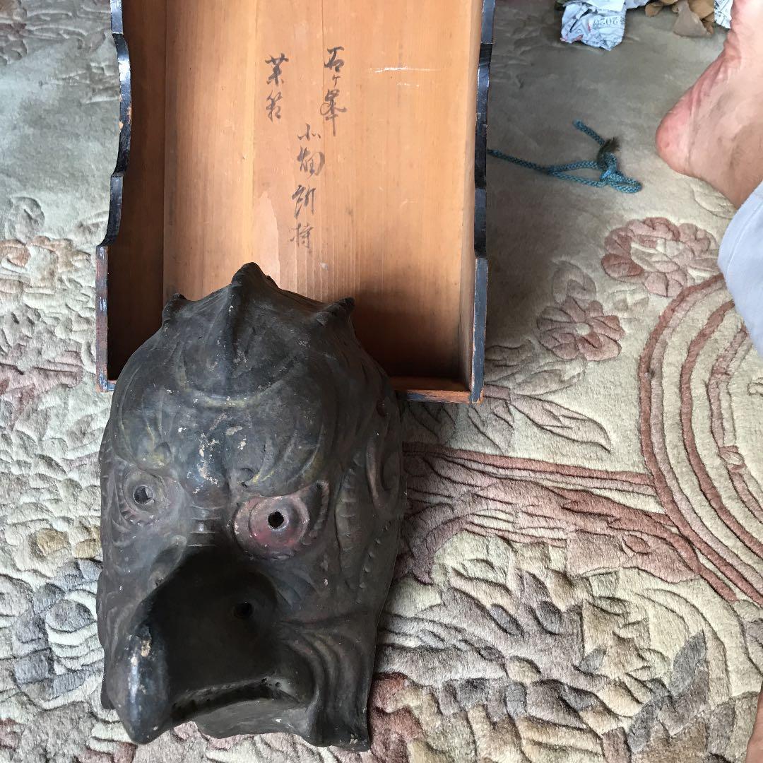 古い伎楽面　迦楼羅面？　大巾値下げ　古い箱見つかる