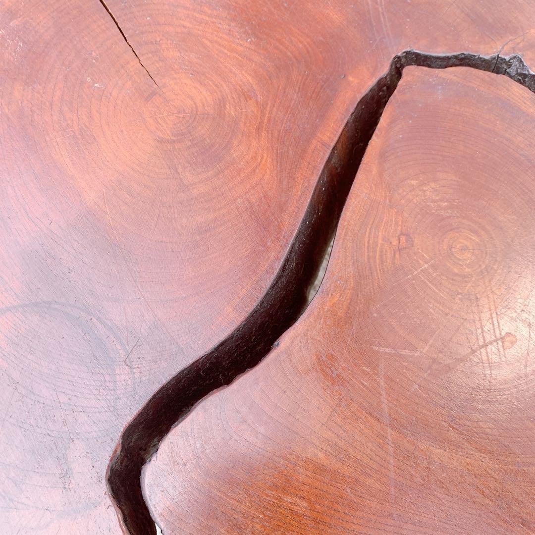 【稀少】昭和レトロ 木製 天然木 欅材 一枚板 脚付き座卓 センターテーブル