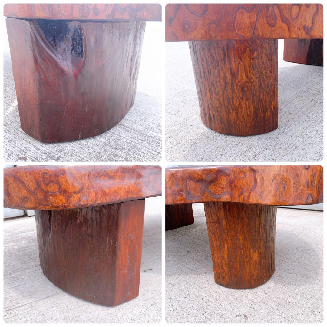 【稀少】昭和レトロ 木製 天然木 欅材 一枚板 脚付き座卓 センターテーブル