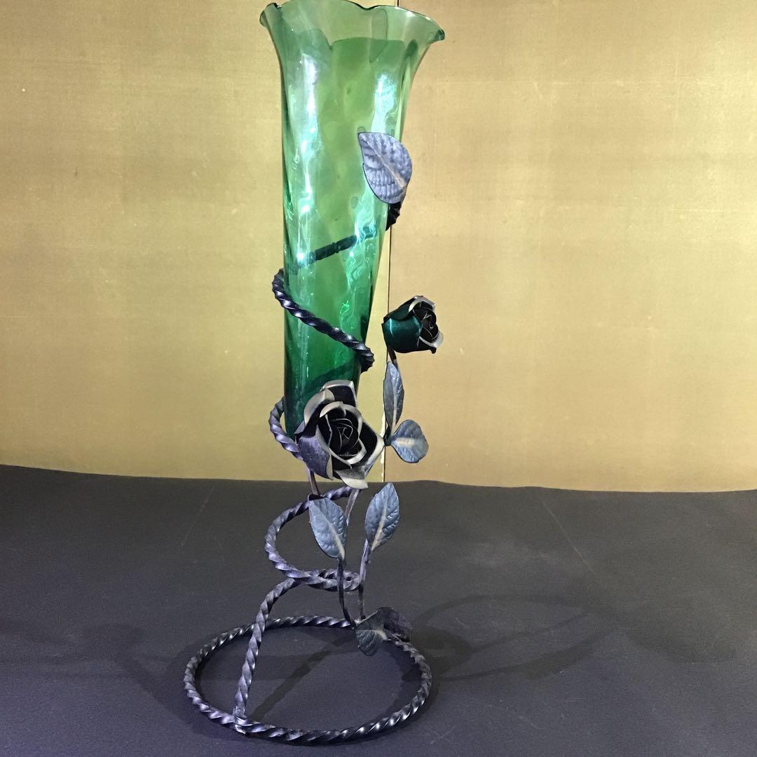 アンティーク　花卉アールヌーヴォー「薔薇」　薔薇蔓(鉄製). 玄3