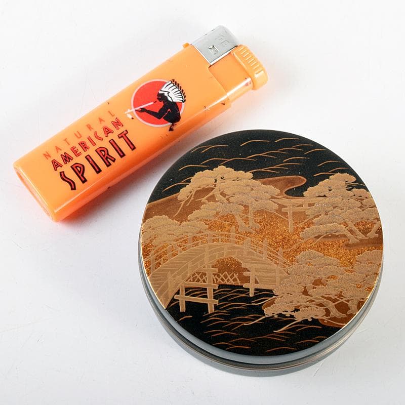 茶道具　塗師　中村宗哲作　住吉蒔絵　香合　共布　即中斎極め箱　D　R7581