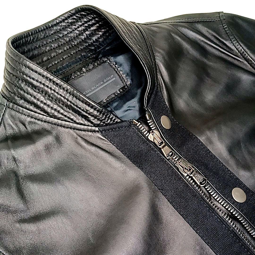 美品★ディーゼル ブラックレーベル　ラムレザー　ライダースジャケット　ブラック