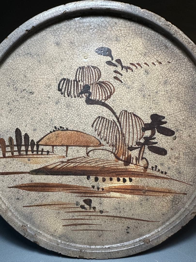 瀬戸　行燈皿　油皿　絵瀬戸　検索:灯火器　江戸時代後期