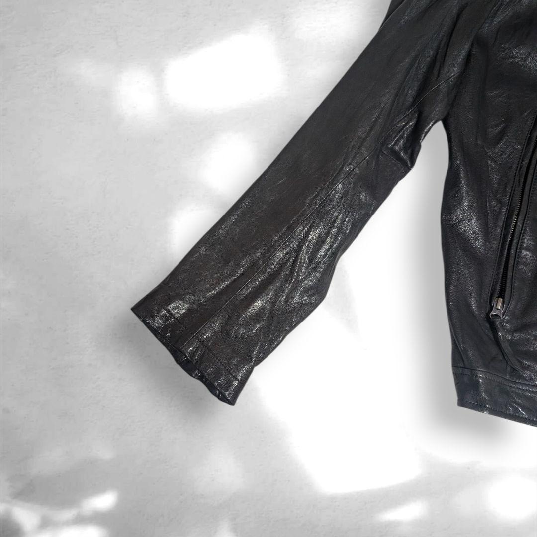 希少 XL バックナンバー ライダースジャケット シングル 山羊革 Wジップ 黒