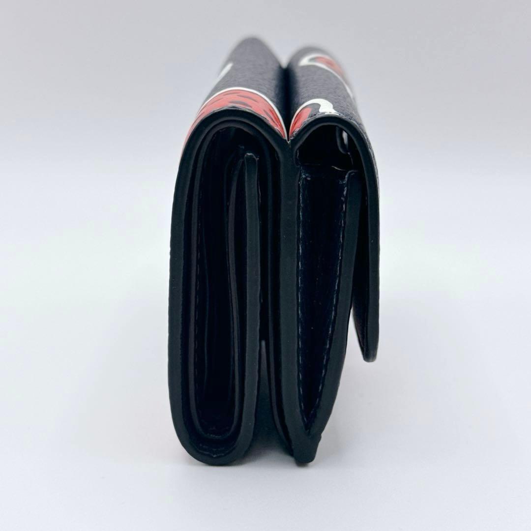 【極美品】coach コーチ 三つ折り 財布 苺 レザーネイビー