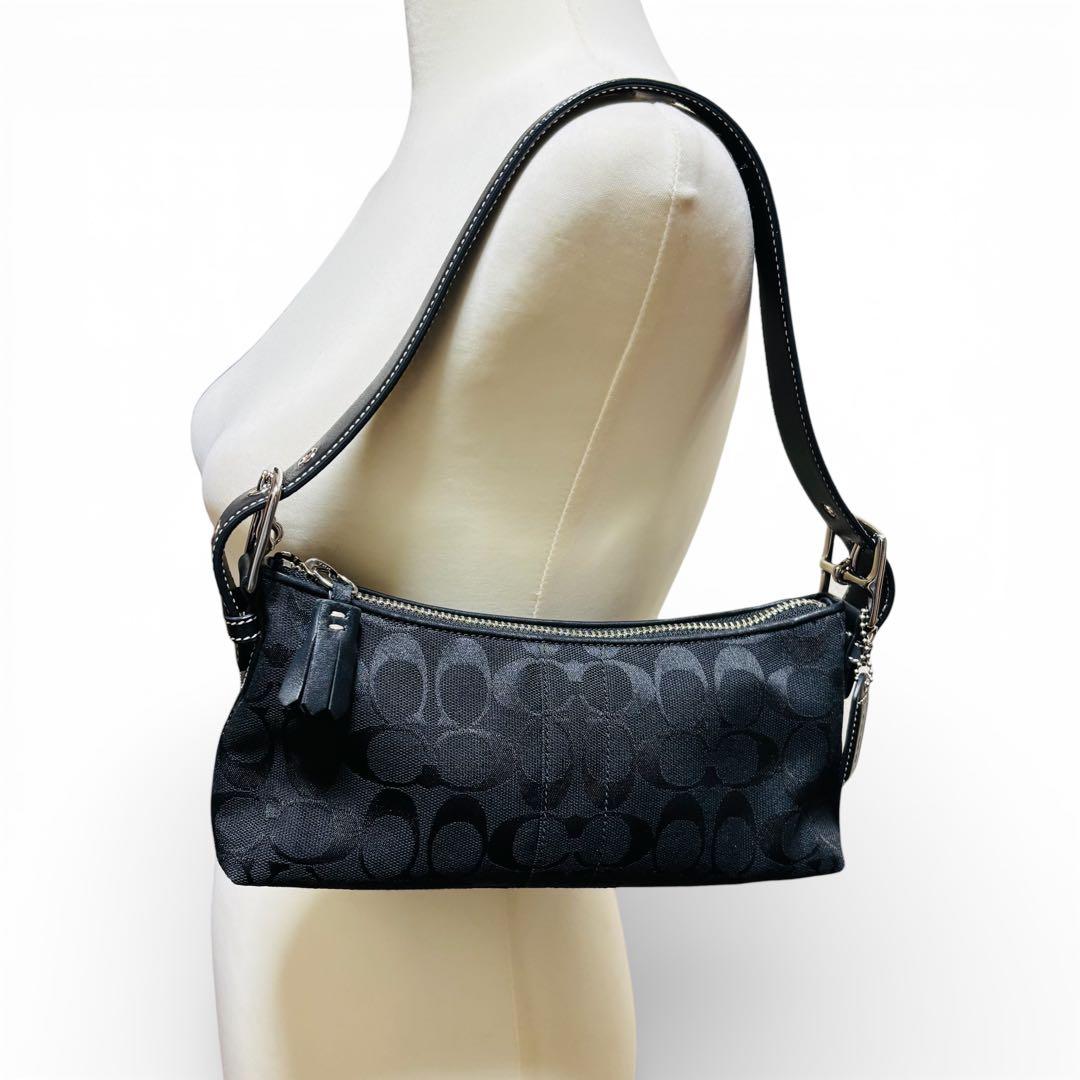 【Kanon様】COACH ショルダーバッグ ブラック 6371 シグネチャー