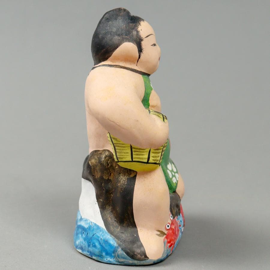 相良人形 七代 さがらたかし 大蛸と蟹と金太 土人形 郷土玩具 置物