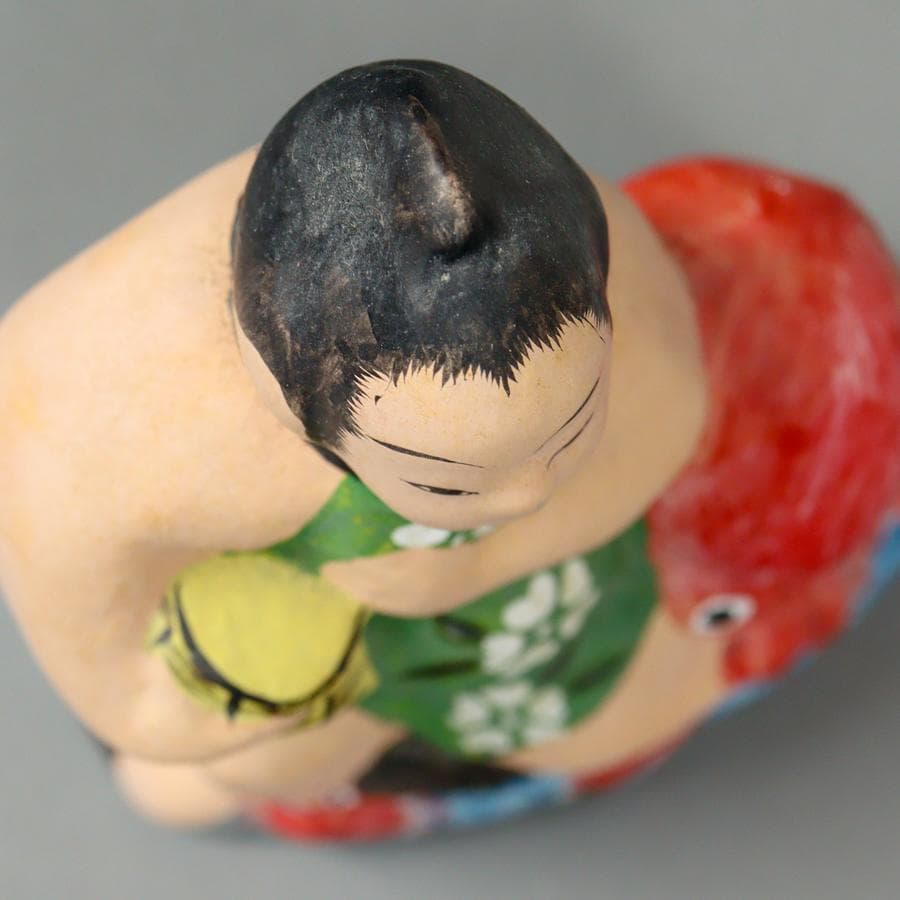 相良人形 七代 さがらたかし 大蛸と蟹と金太 土人形 郷土玩具 置物