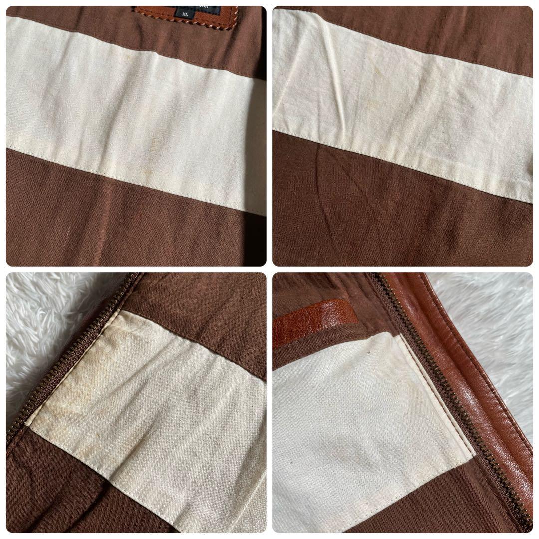 ショット レザージャケット クラシック ゴートレザー ボーダー柄