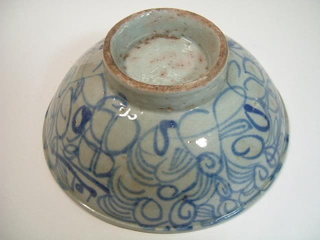 茶碗■明朝染付碗 第参号 唐物 平茶碗 骨董品 古い平鉢 花唐草紋 古玩 唐物■