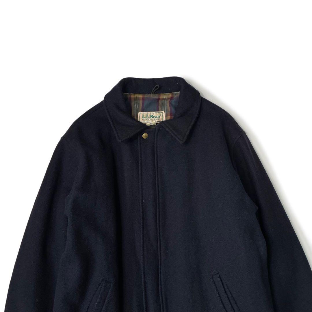 80’s L.L.Bean USA製 ウールジャケット 裏地チェック ネイビー