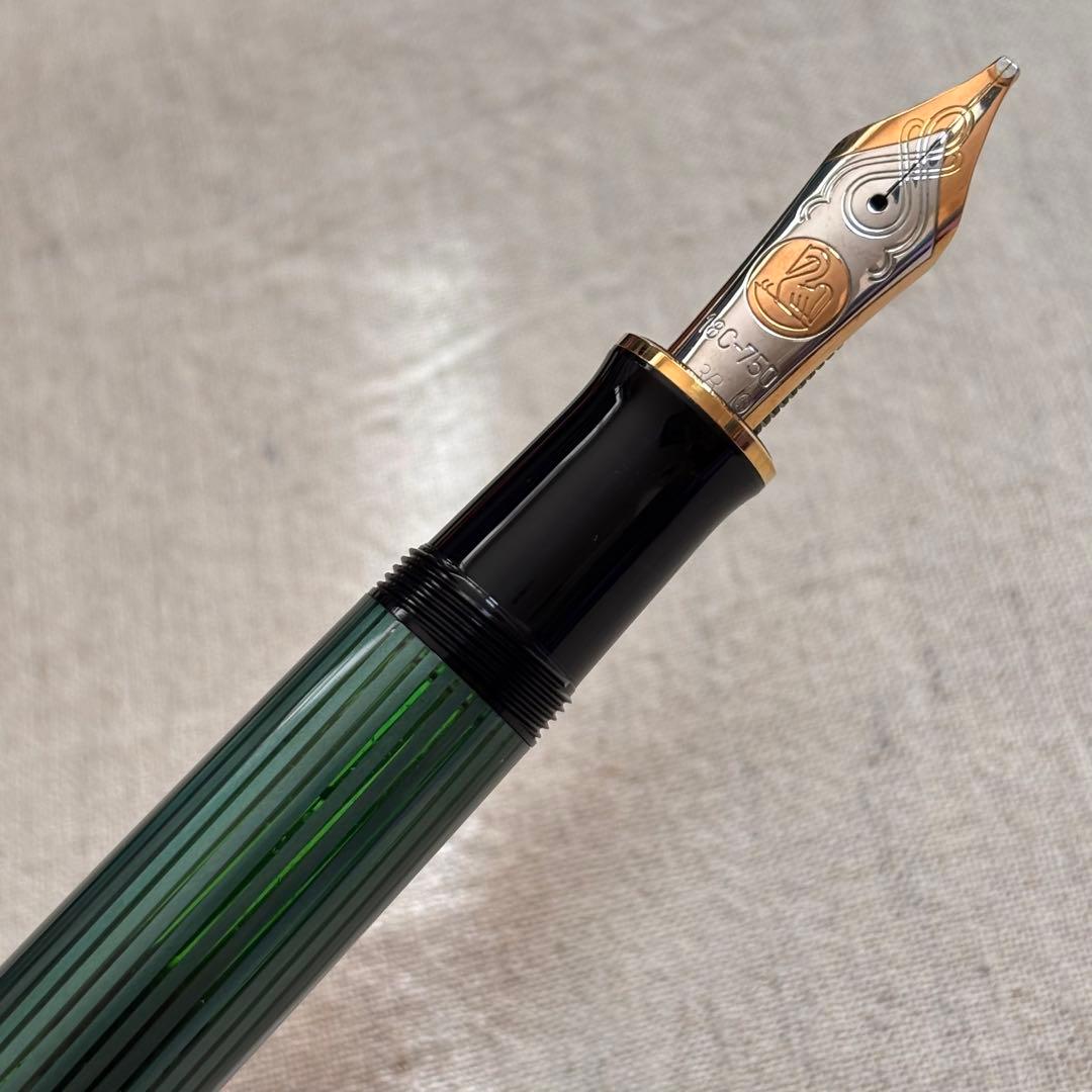 旧型緑縞ペリカンM1000万年筆3Bペン先pf刻印入り pelikan