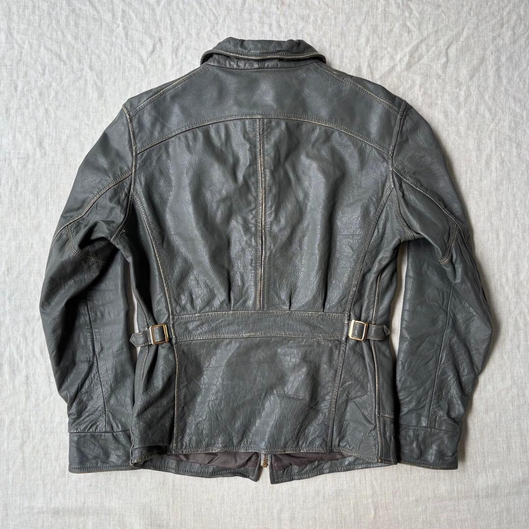 レアカラー AVIREX ヴィンテージ加工 シングルレザージャケット グレー M