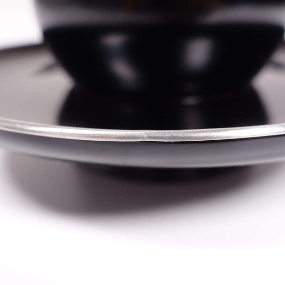 中村宗悦 尼崎台 真塗 銀覆輪 唐物天目台 共箱 蜈蚣印【天目茶碗】