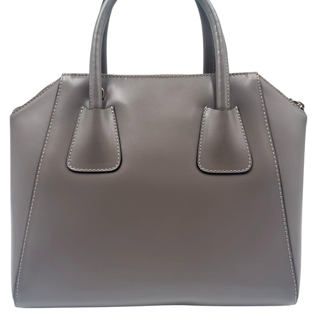 【良品】VALENTINO ハンドバッグ 2way Vロゴ サークルロゴ グレー