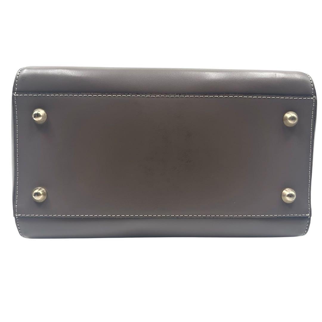 【良品】VALENTINO ハンドバッグ 2way Vロゴ サークルロゴ グレー