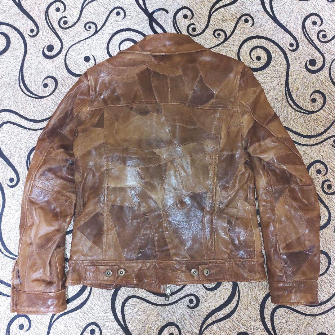ラムレザー ジャケット 革ジャン メンズ ブラウン ヴィンテージ風 本革